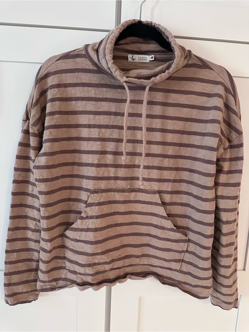 Carve Designs Women's Striped Pullover Hoodie XS Organic Cotton